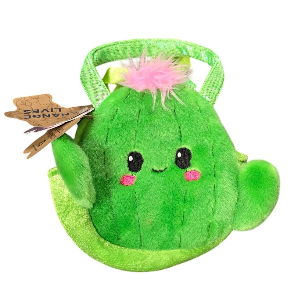 Aurora Fancy Pals Smiling Cactus Plush‎ Pet Carrier Bag Kids OS Green Pink New
